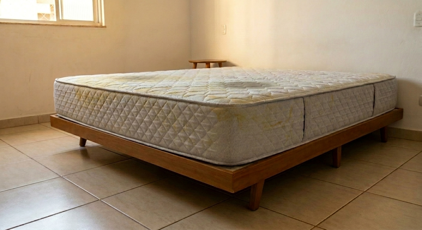 Colchão de casal antes da higienização