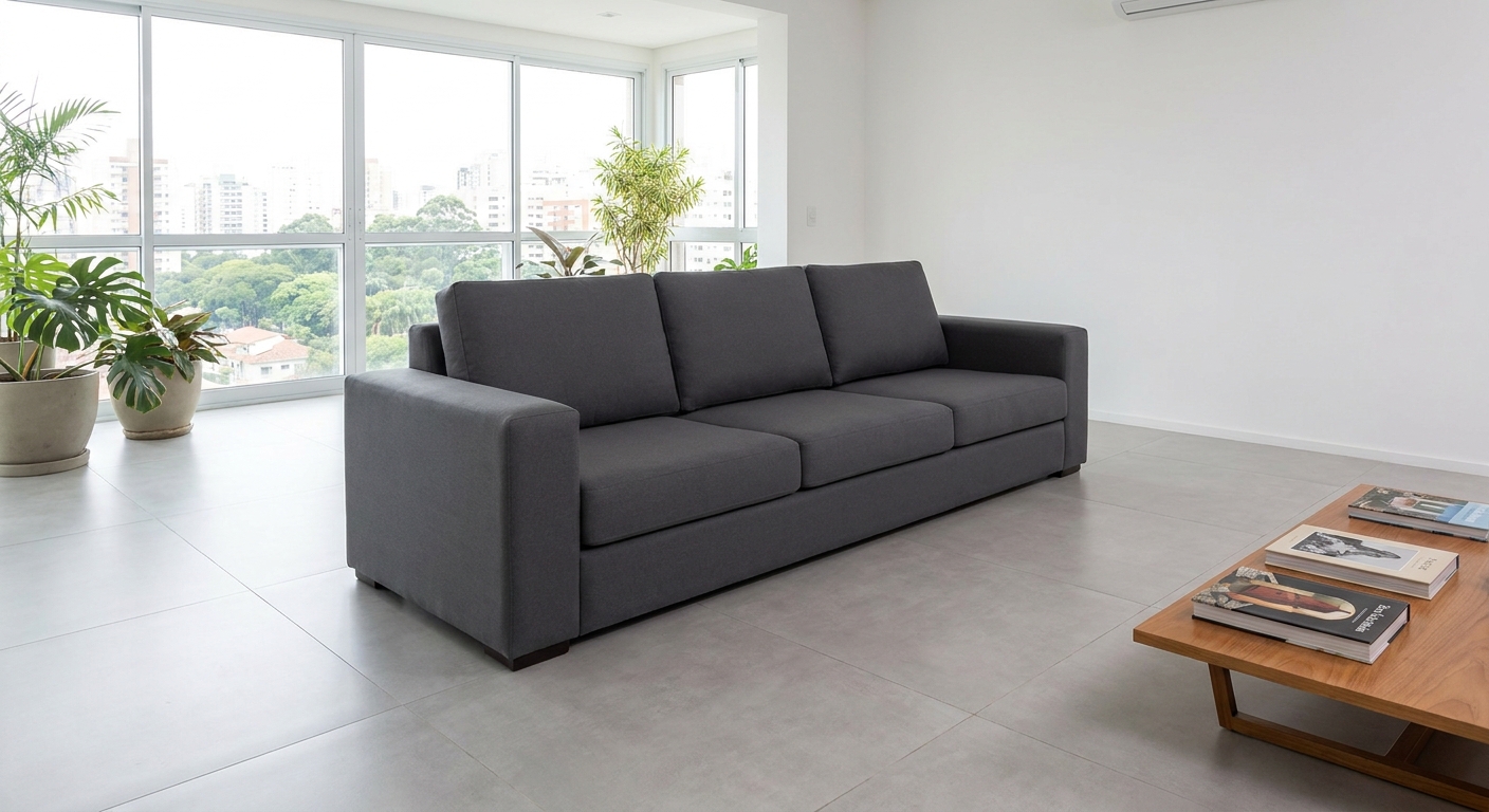 Sofá marrom antes da limpeza